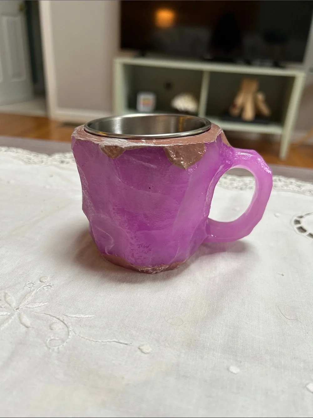Purple Agate-Style Resin Mug with Stainless Insert